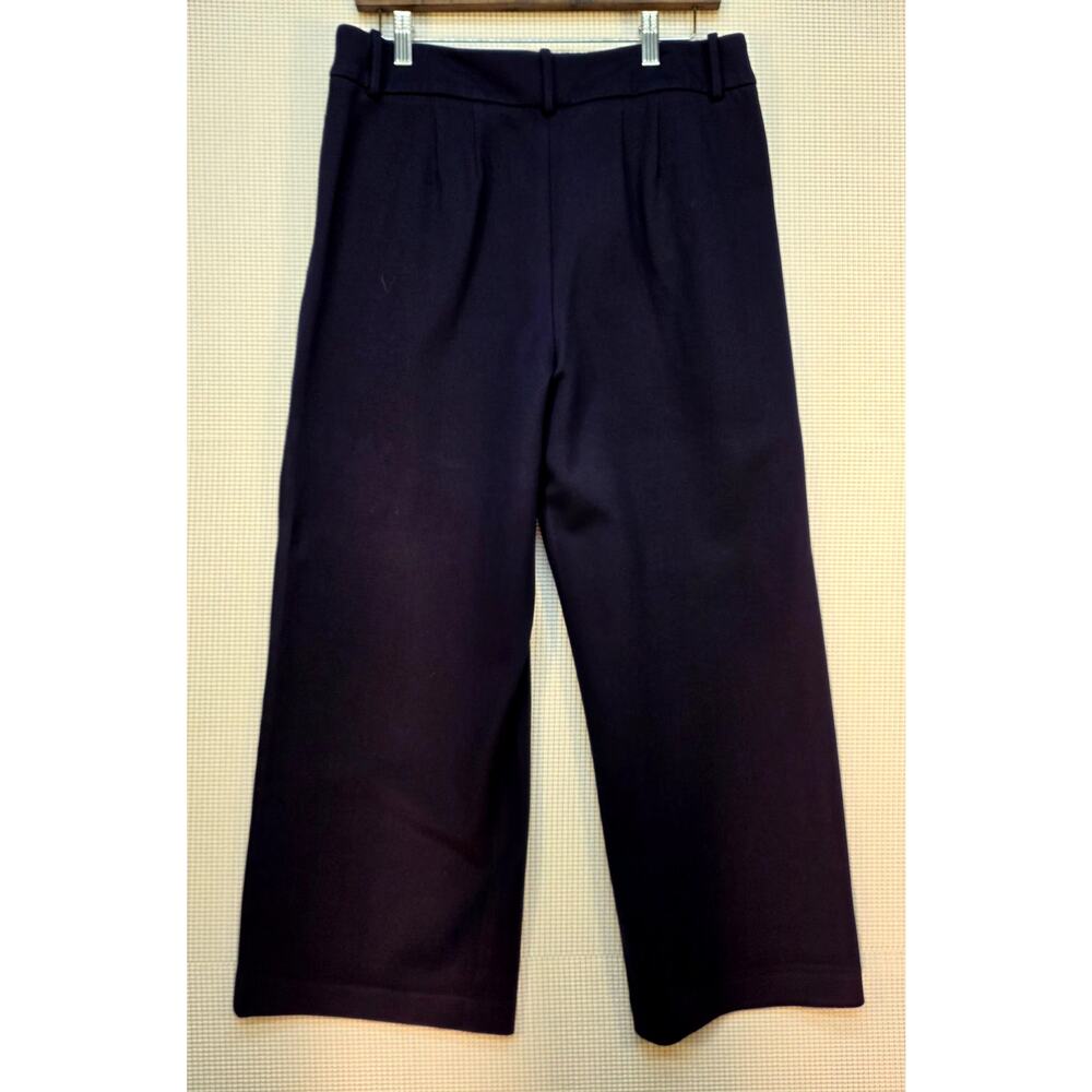 Talbots Wide Leg Sailor Pants Navy Blue Gold‎ Button Crop Size 10 Trouser Crepe - Picture 3 of 11